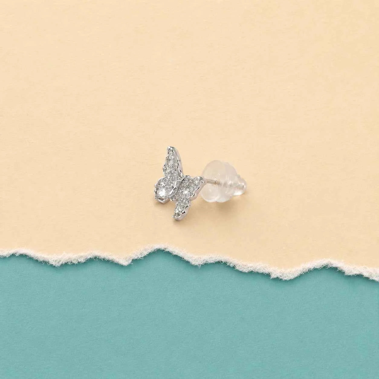 Silver Crystal Butterfly Studs