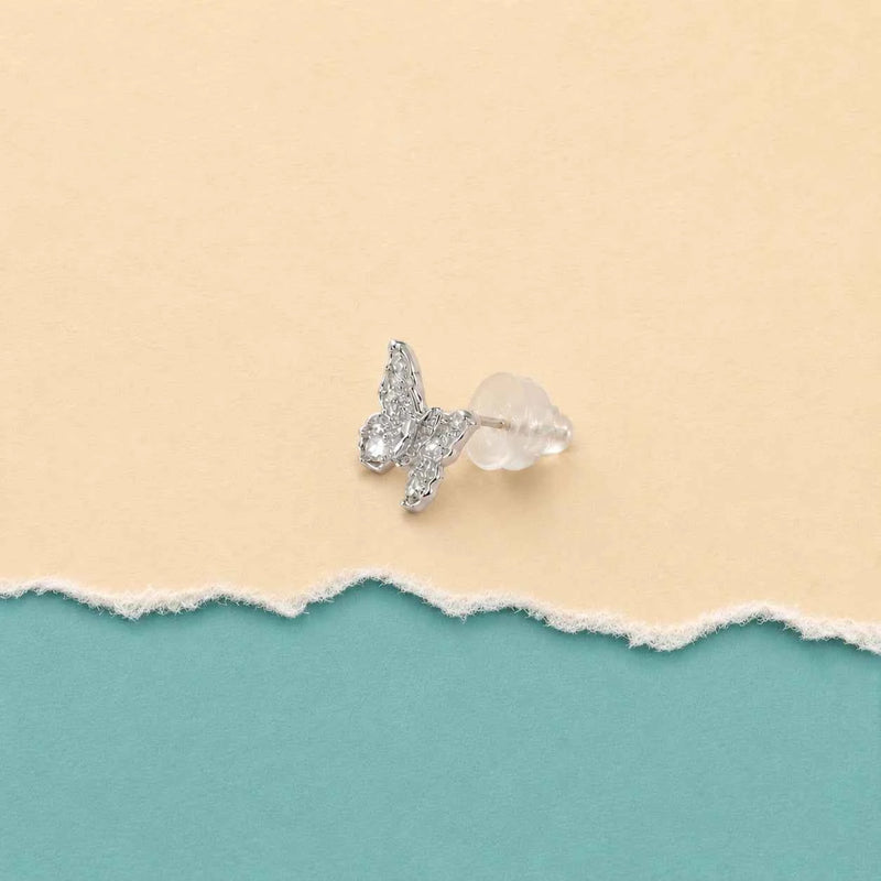 Silver Crystal Butterfly Studs