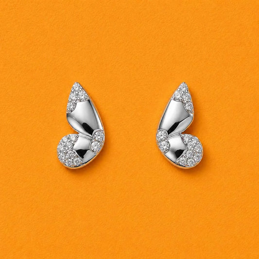 Silver Flutter Sparkle Stud Earrings
