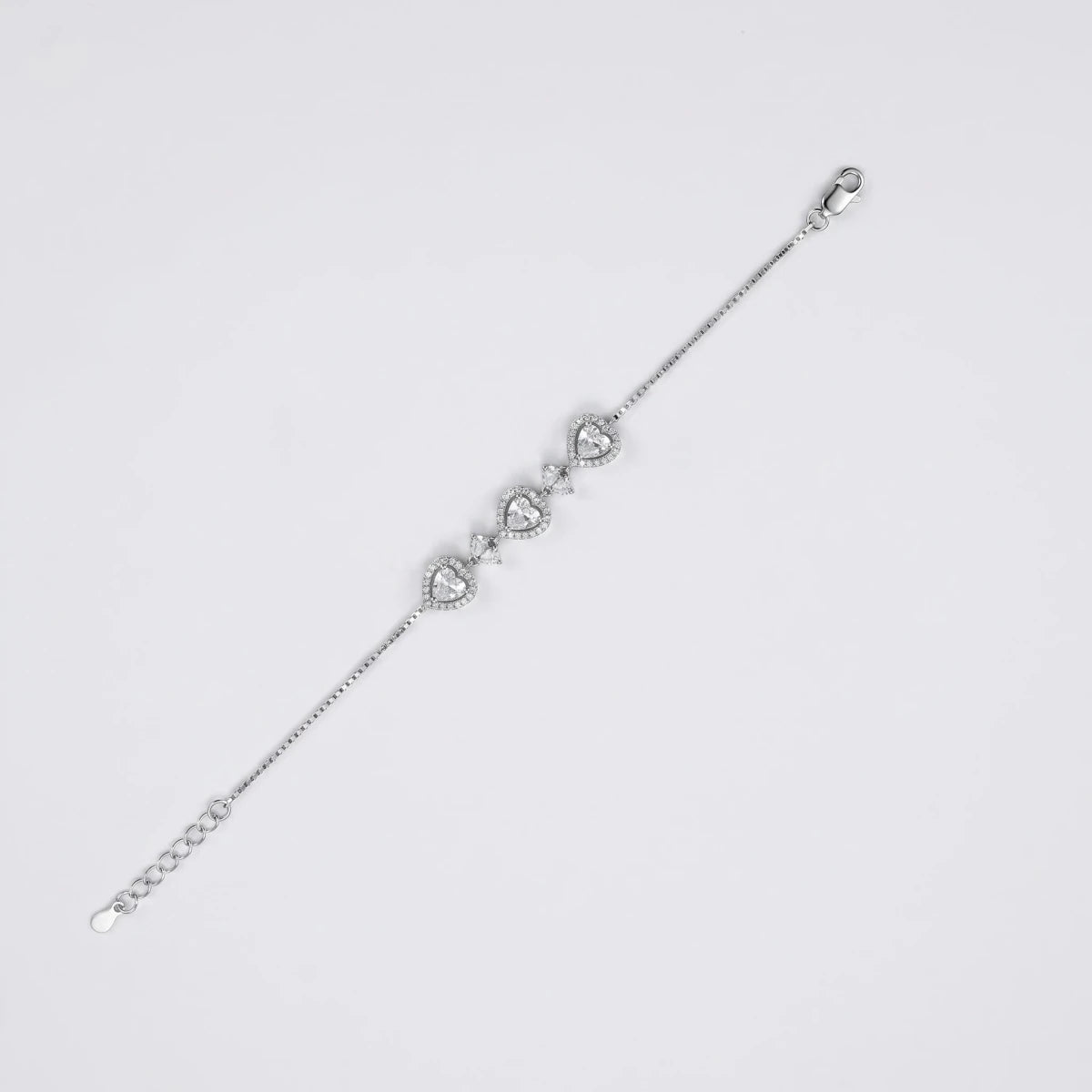 925 Sterling Silver Heart CZ Bracelet for Women | - Silvorn India