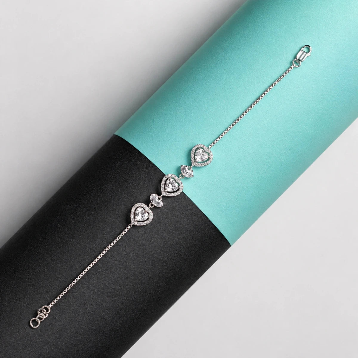925 Sterling Silver Heart CZ Bracelet for Women | - Silvorn India