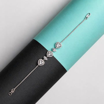 925 Sterling Silver Heart CZ Bracelet for Women | - Silvorn India