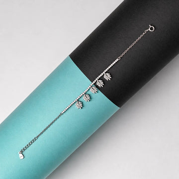 925 Sterling Silver Leaf Drop Bracelet with Cubic Zirconia Stones - Silvorn India