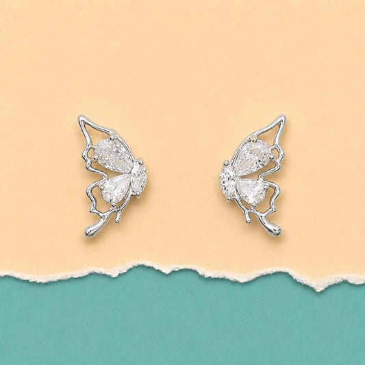 Crystal Wing Butterfly Stud Earrings