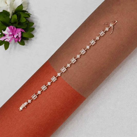 Regal Crystal Link Bracelet - 925 Silver Jewelery