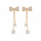 Bow tassel drop earrings in 925 silver with bow and crystal tassel drops