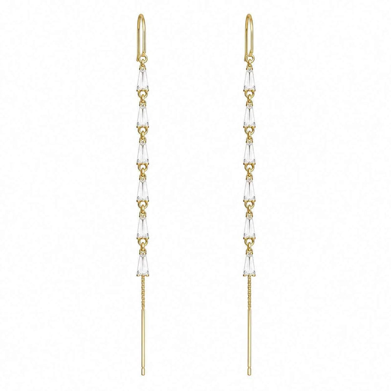Sparkle tassel drop earrings, pair with faceted segments and straight long drops