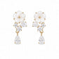 Floral crystal drop earrings with flower tops and pear-shaped crystal drops