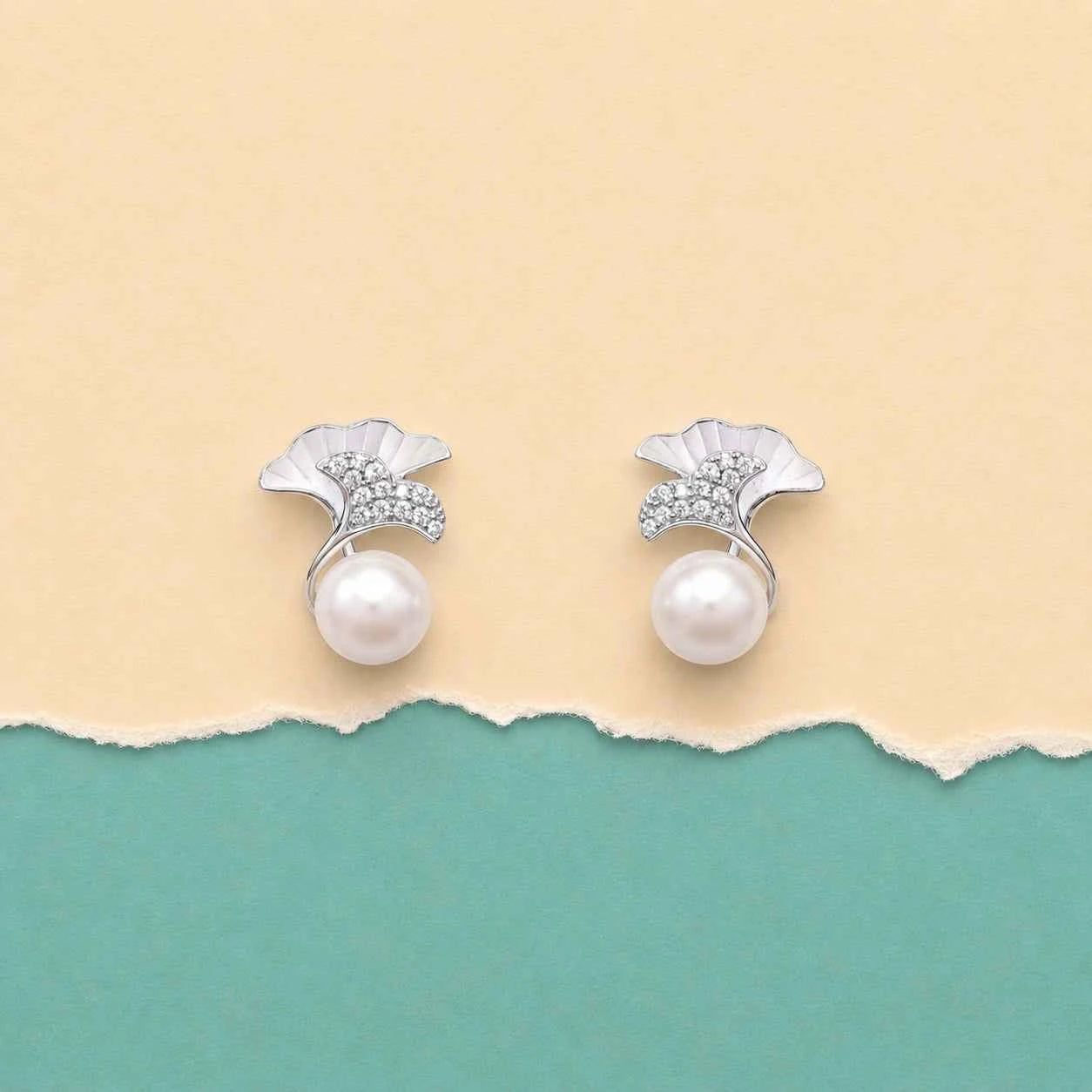 Pearl Blossom Stud Earrings