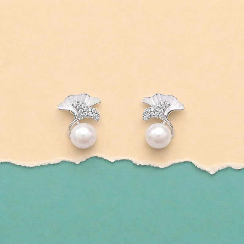 Pearl Blossom Stud Earrings