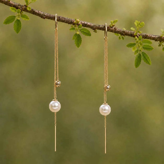 Pearl Tassel Earrings - 925 Silver Jewelery