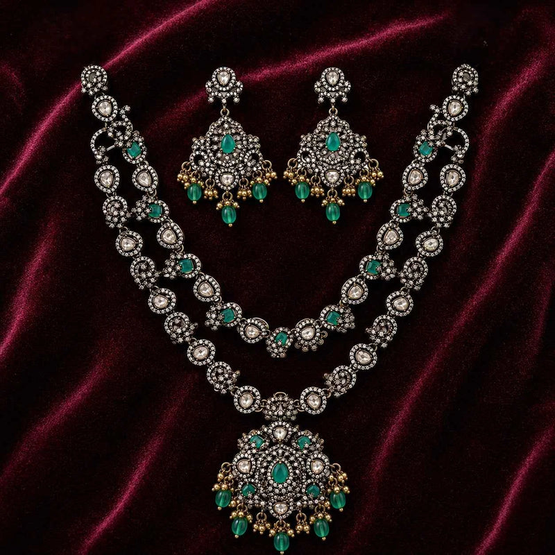 Victorian Emerald Pendant Necklace Set