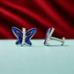 Blue Crystal Butterfly Silver Studs