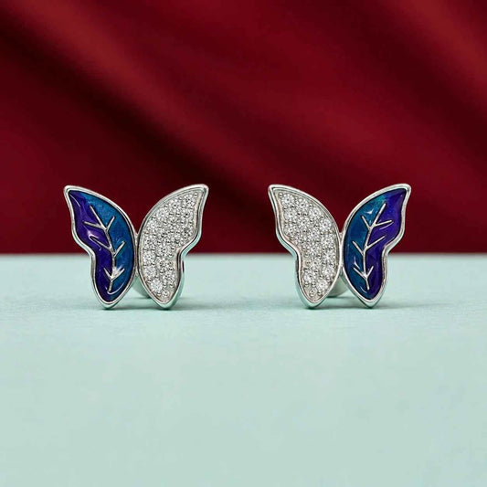Blue Enamel Butterfly Studs