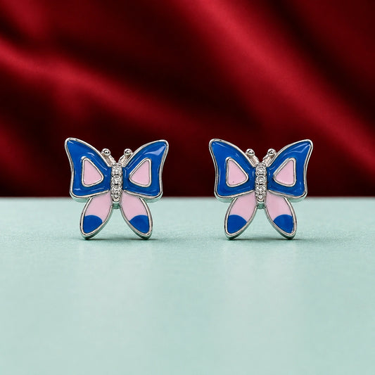 Blue & Pink Butterfly Stud Earrings