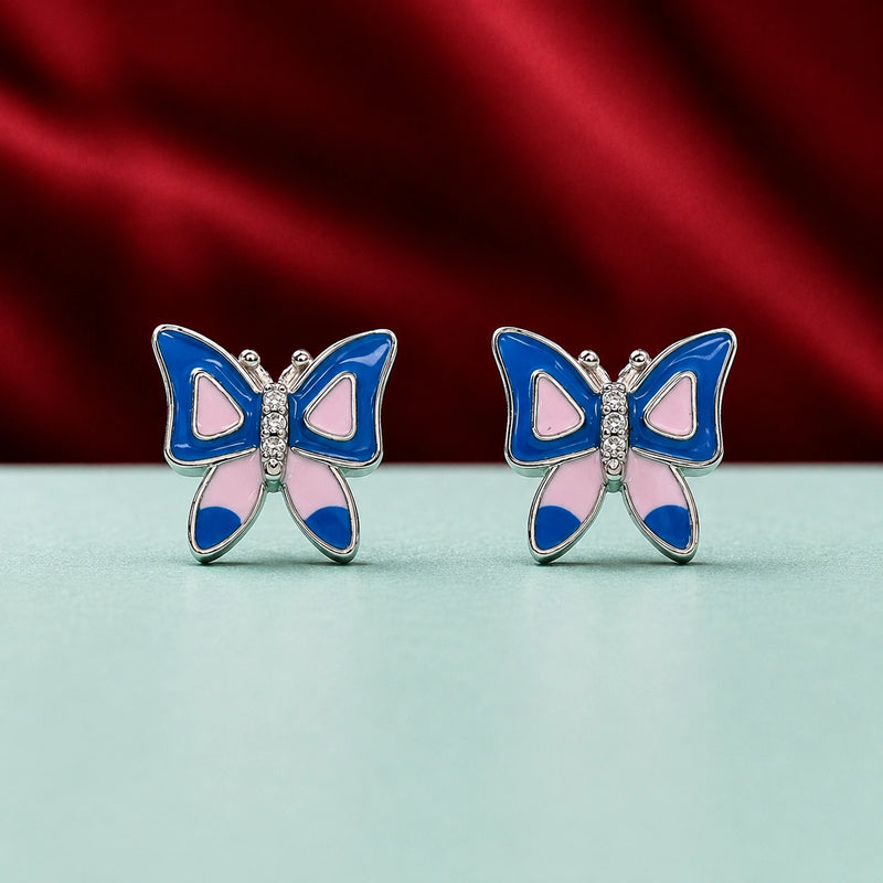 Blue & Pink Butterfly Stud Earrings