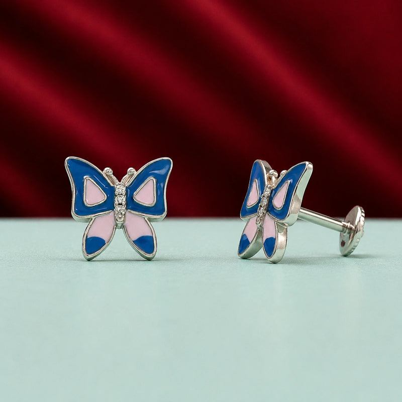 Blue & Pink Butterfly Stud Earrings