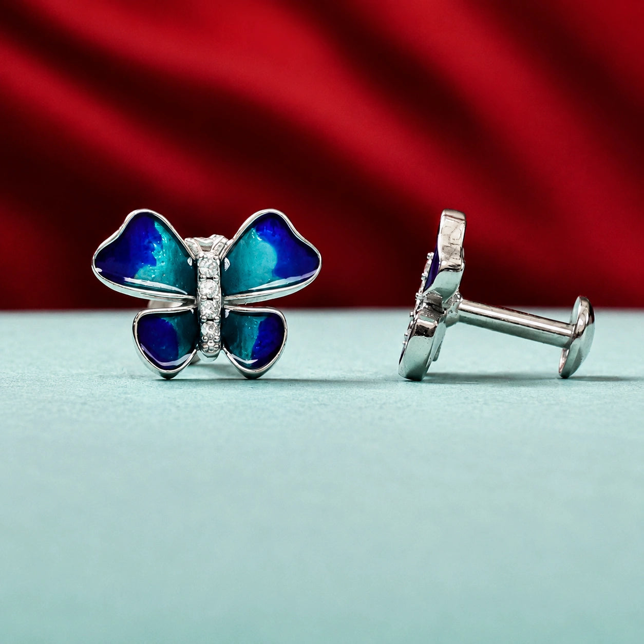 Blue & Teal Butterfly Stud Earrings