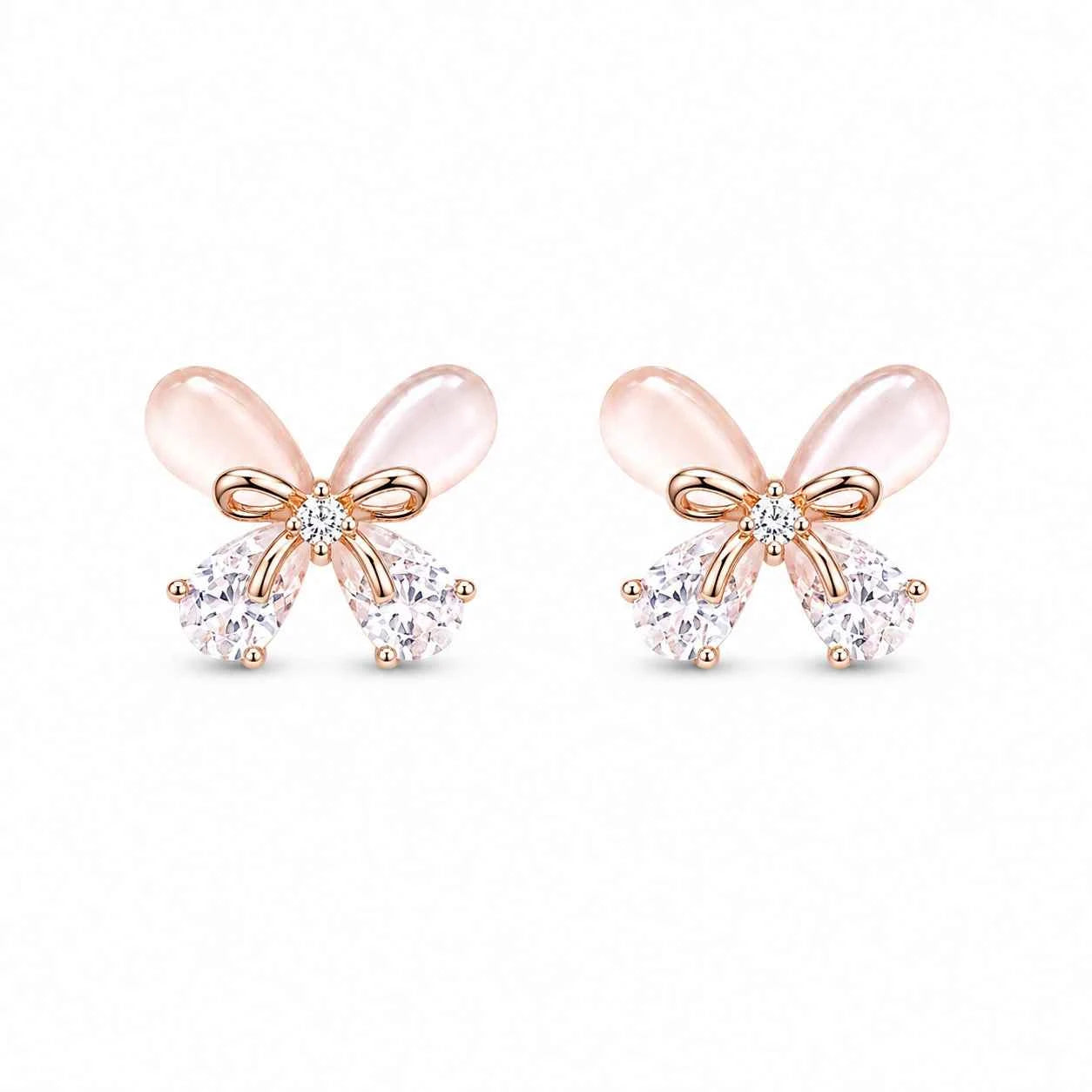 Blush Bow Butterfly Stud Earrings