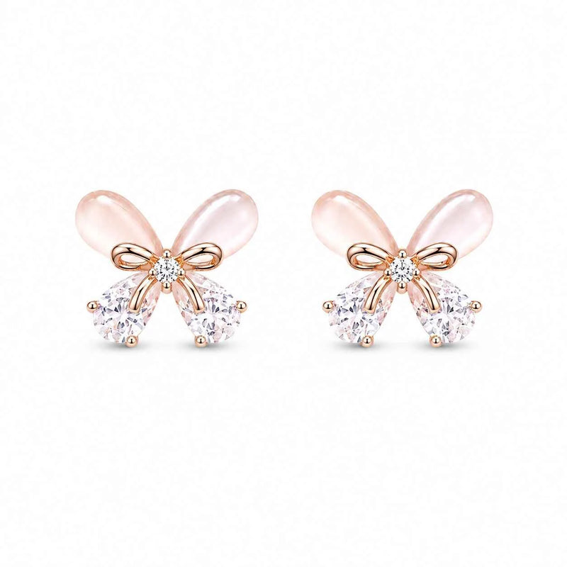 Blush Bow Butterfly Stud Earrings