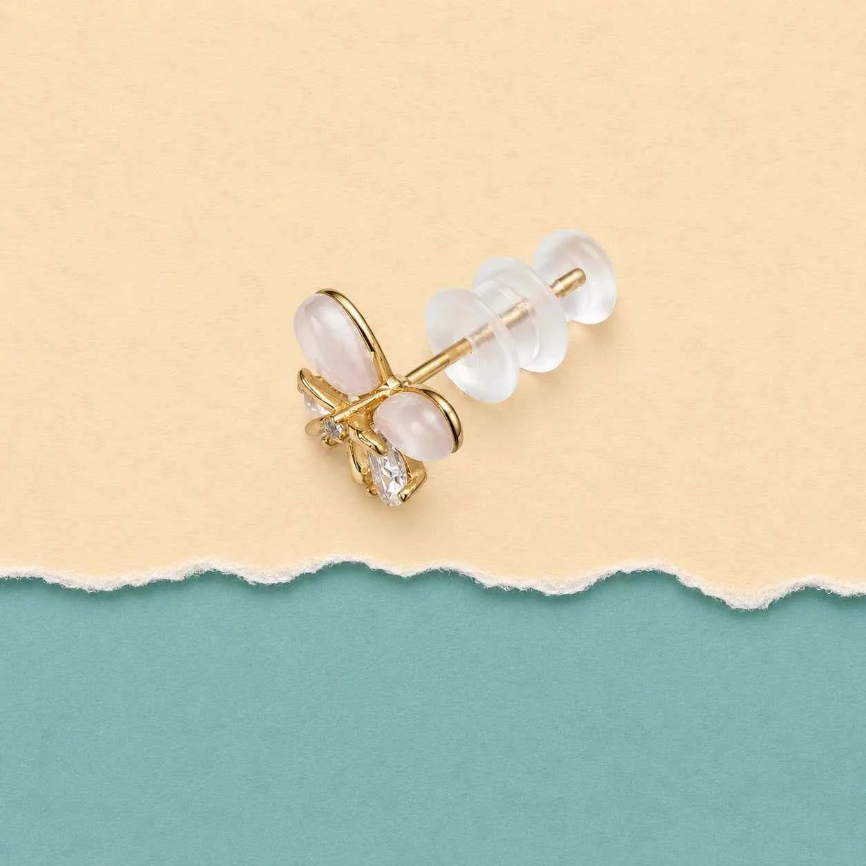 Blush Bow Butterfly Stud Earrings
