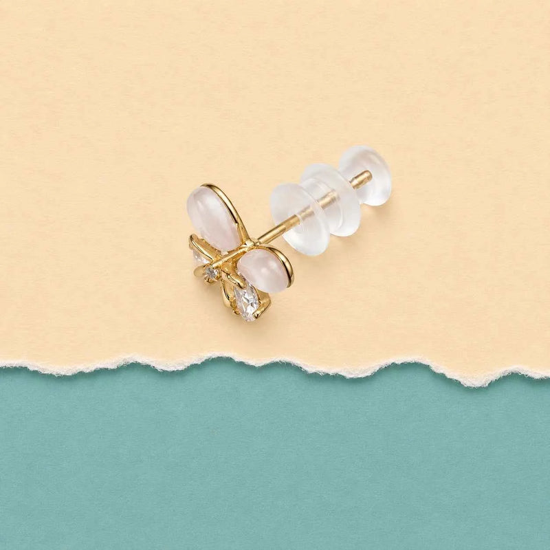 Blush Bow Butterfly Stud Earrings