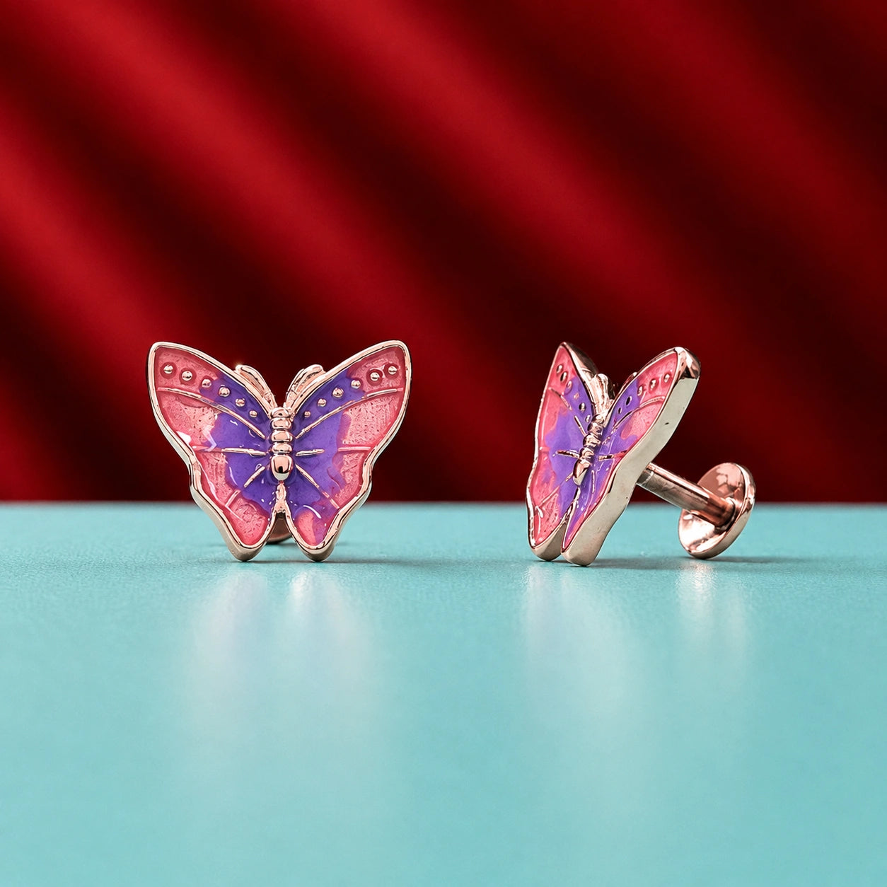 Blush Butterfly Rose Gold Stud Earrings