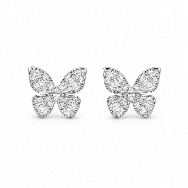 Butterfly Baguette Stud Earrings