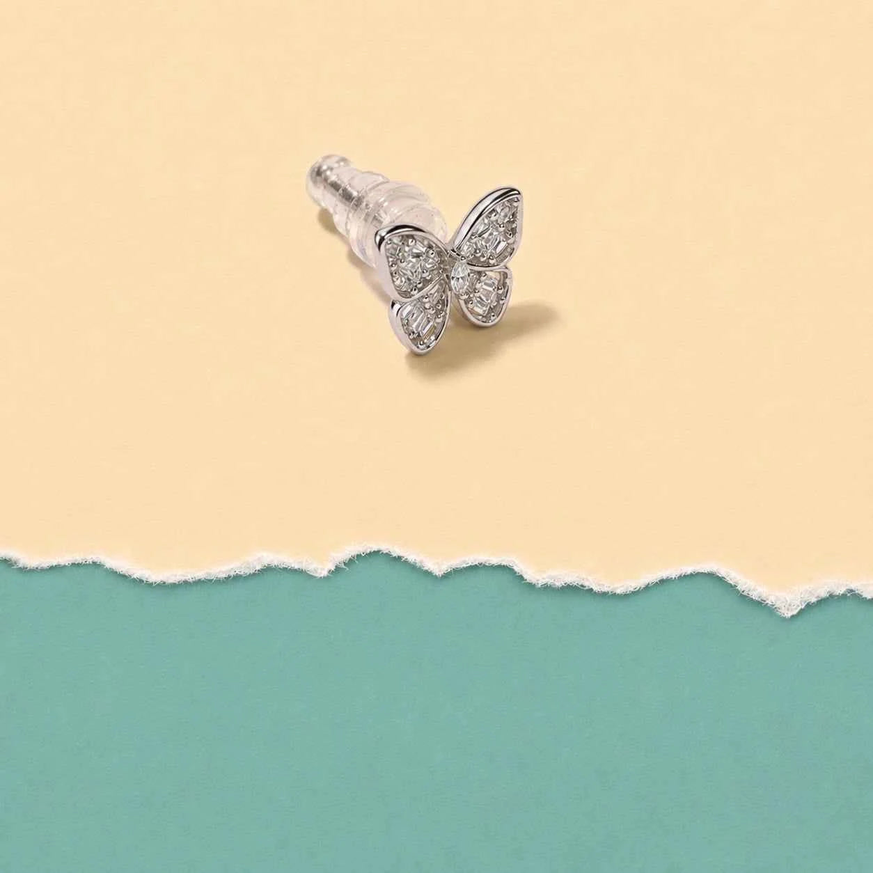 Butterfly Baguette Stud Earrings