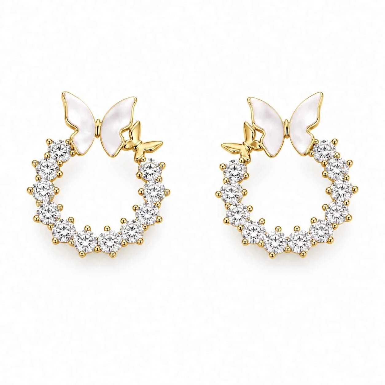 Butterfly Bloom Circle Stud Earrings