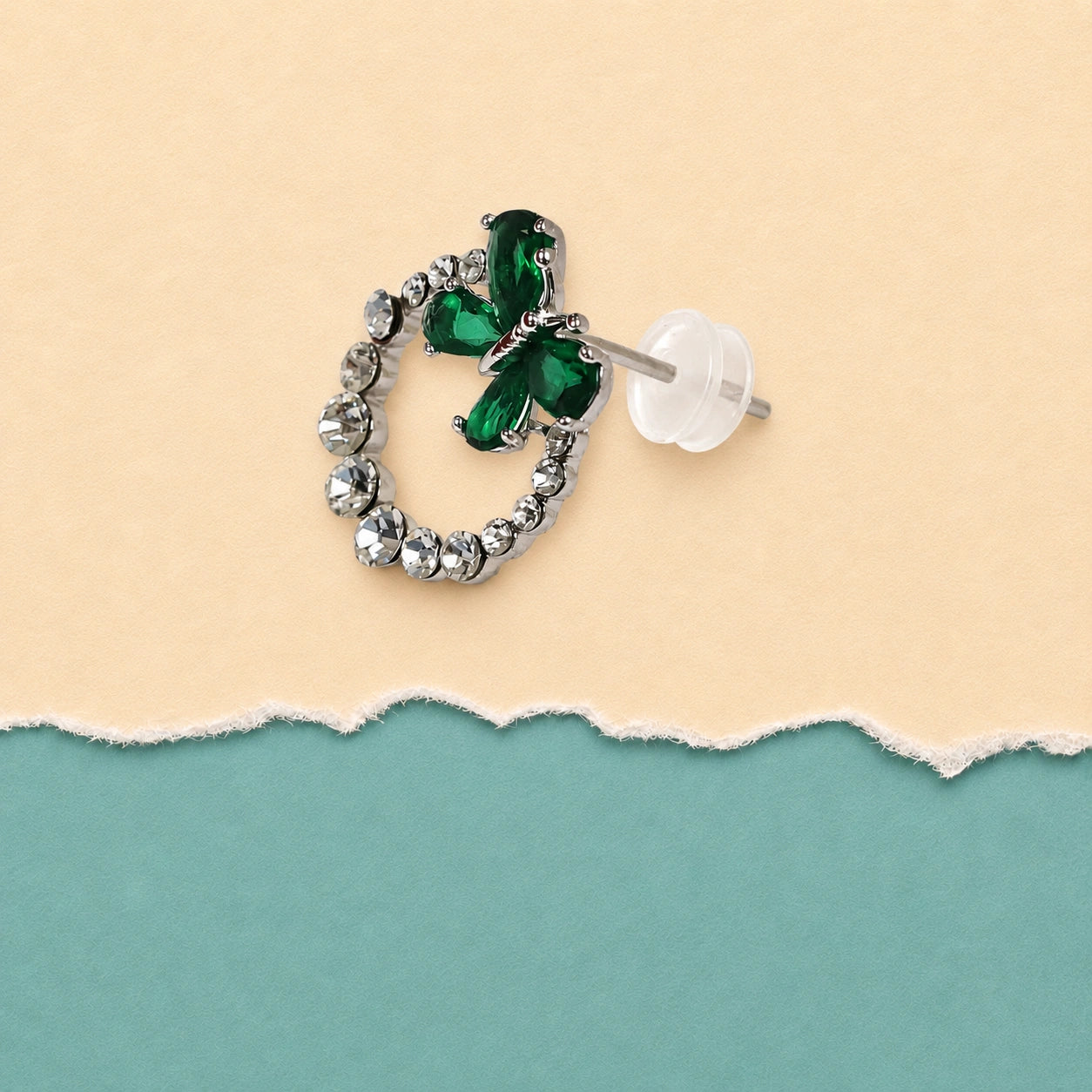 Butterfly Crystal Hoop Stud Earrings