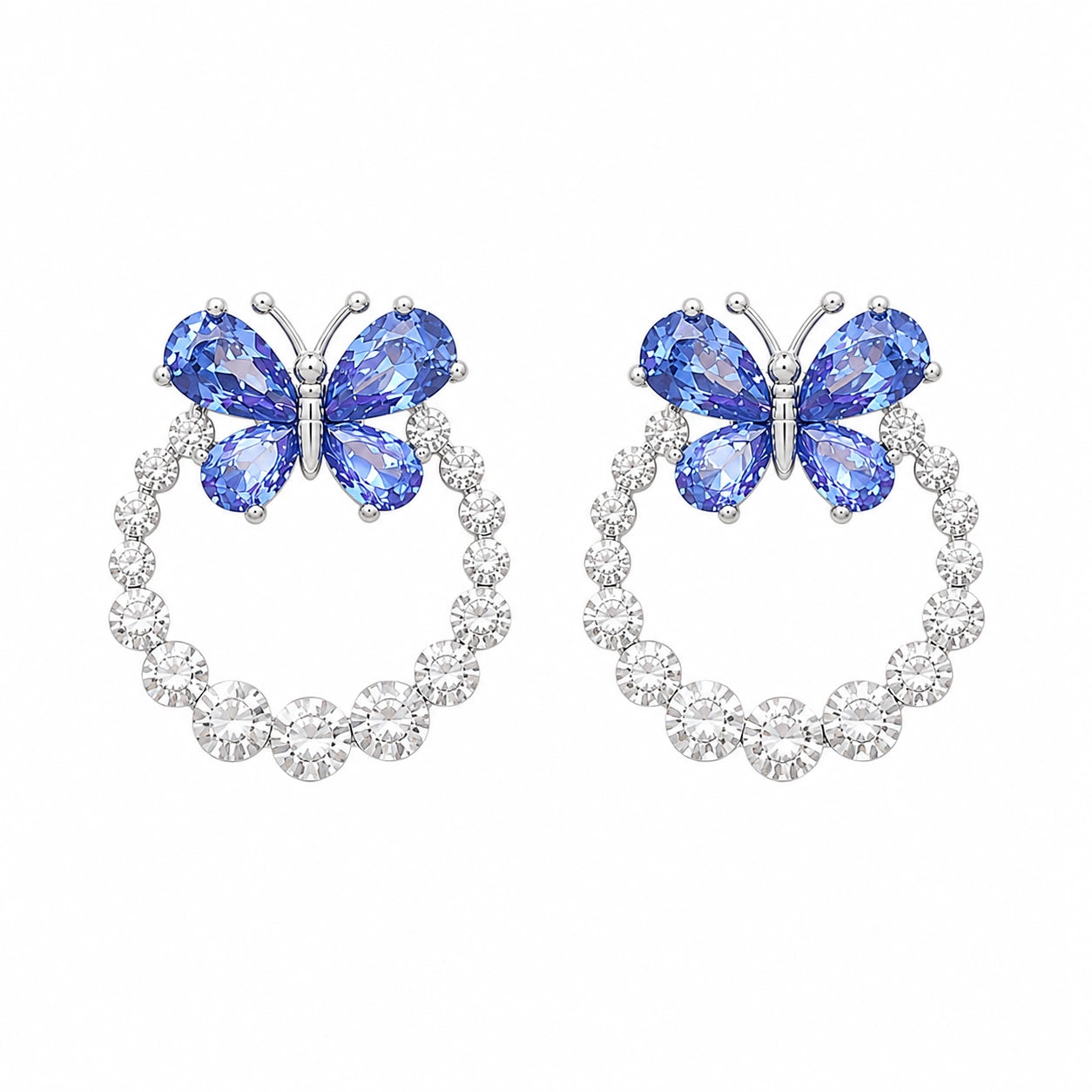 Butterfly Halo Stud Earrings