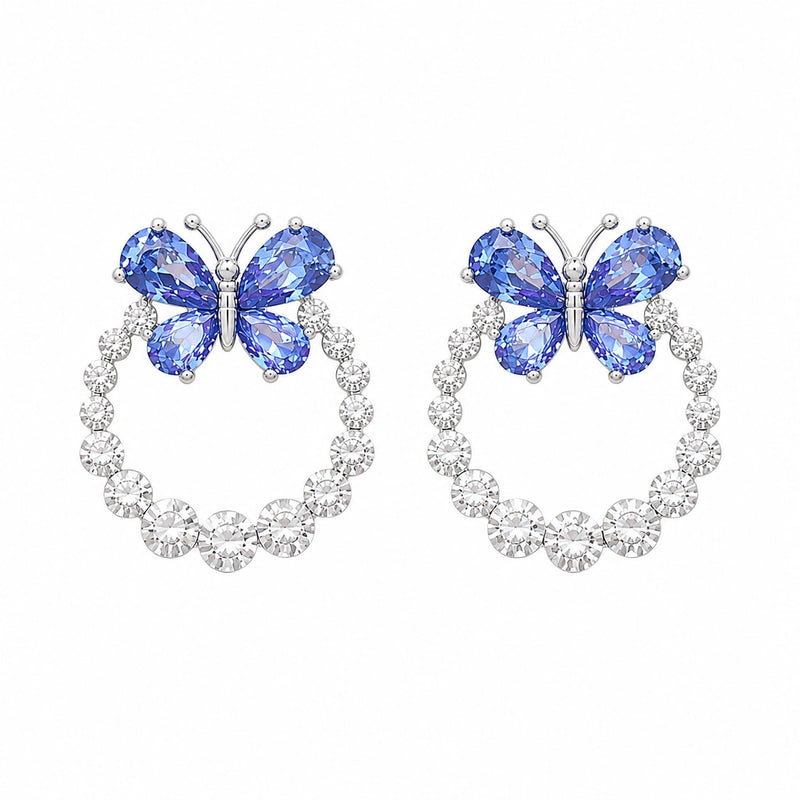 Butterfly Halo Stud Earrings