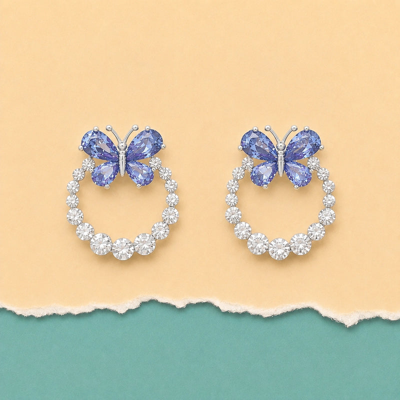 Butterfly Halo Stud Earrings