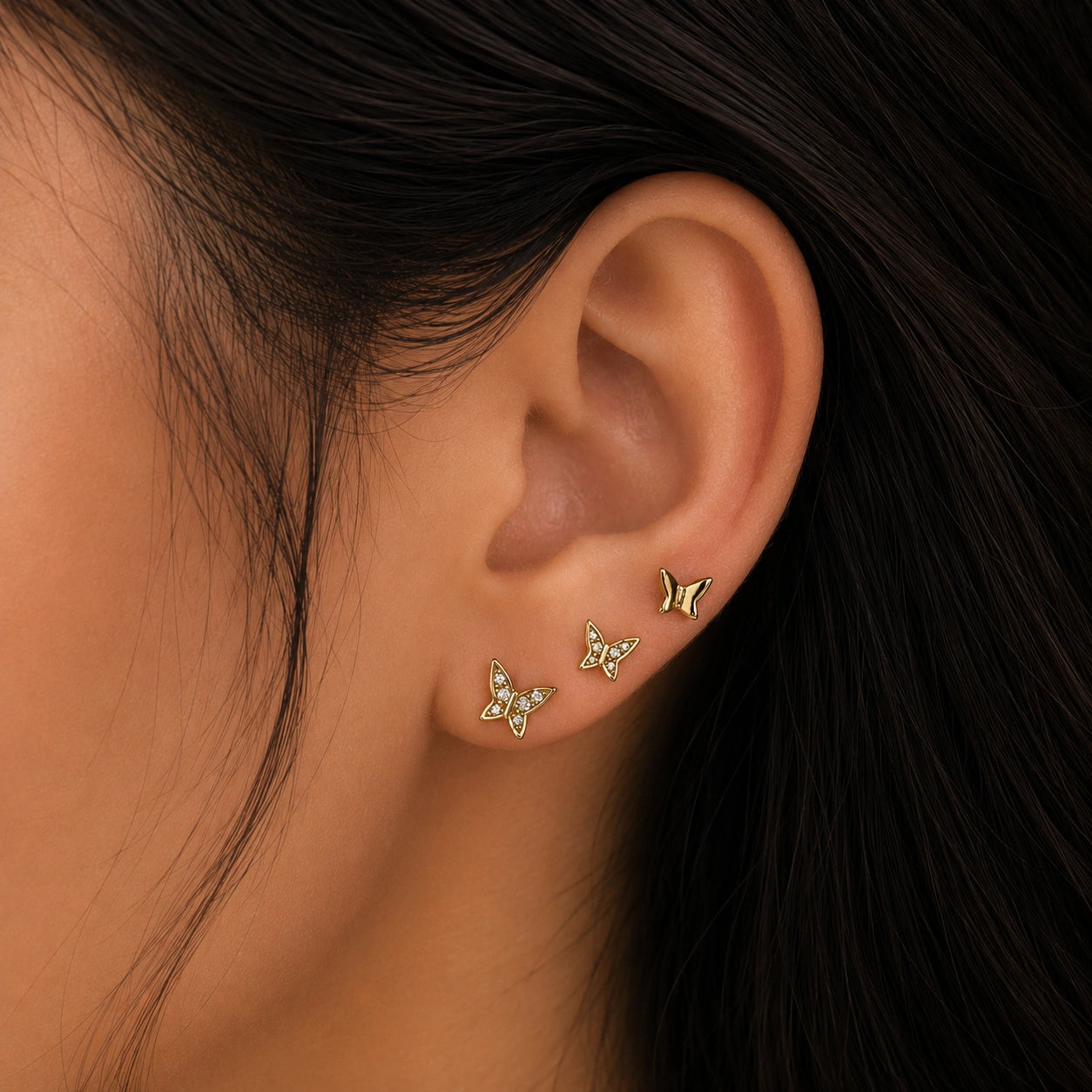 Butterfly Stud Earrings Set
