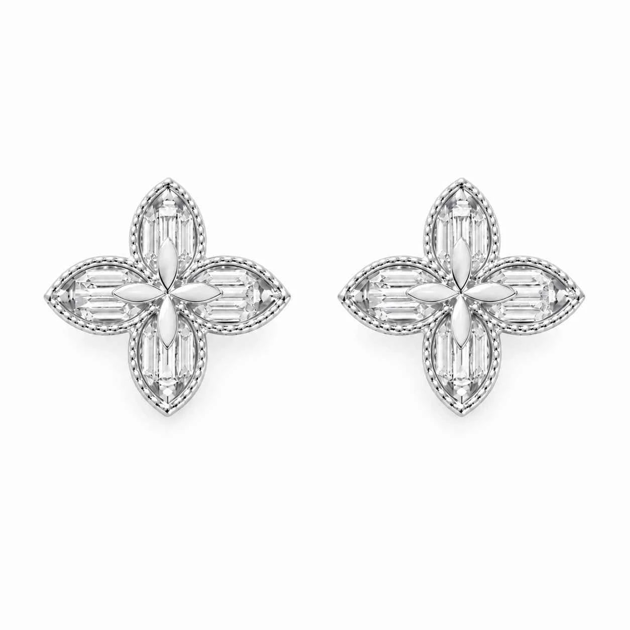 Celestia Baguette Bloom Stud Earrings