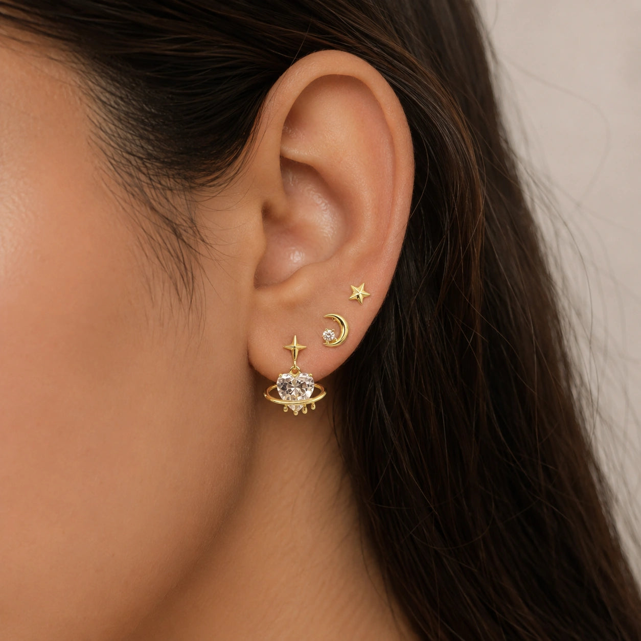 Celestial Heart & Planet Charm