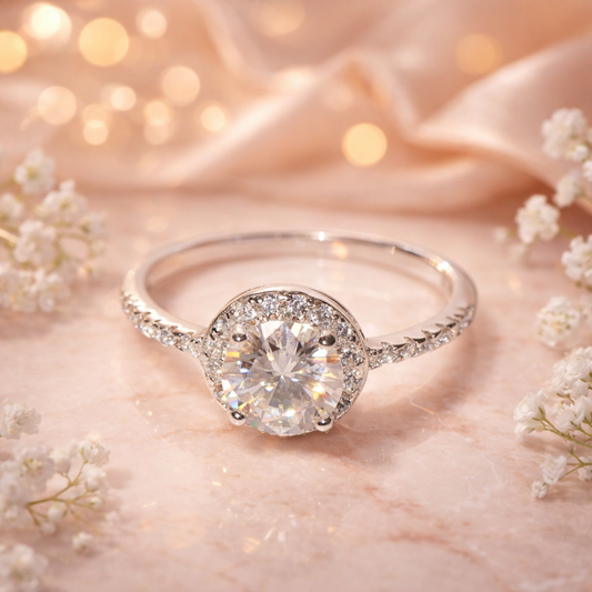 Celestia Glow Silver Halo Ring