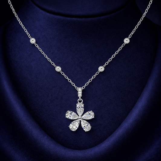 Brilliant Floral Blossom Pendant in Sterling Silver