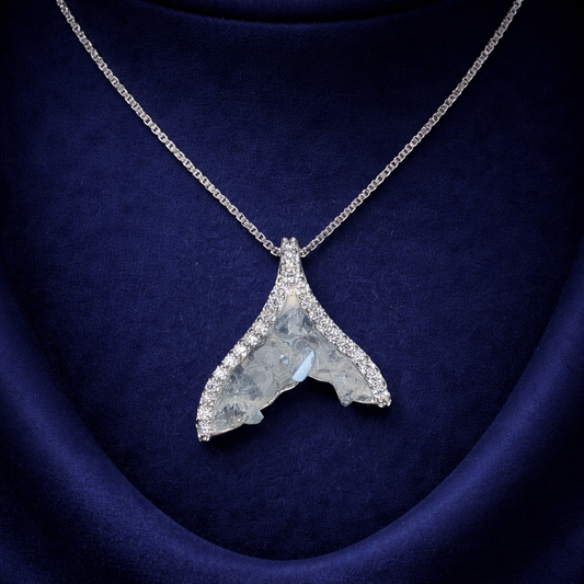 Oceanic Whale Tail Crystalline Pendant in Sterling Silver