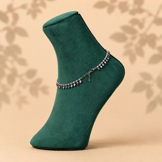 Starlit Petal Sterling Silver Anklet Pair