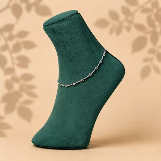 Luna Halo Sterling Silver Anklet Pair