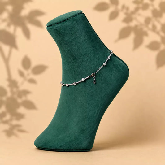 Luna Halo Sterling Silver Anklet Pair