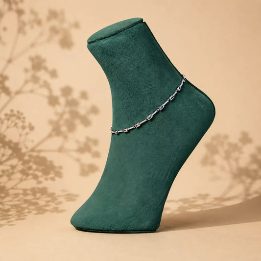 Prism Rail Sterling Silver Anklet Pair