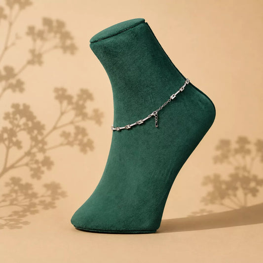 Prism Rail Sterling Silver Anklet Pair