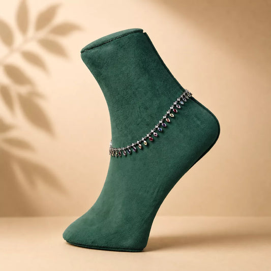 Aurora Drizzle Sterling Silver Anklet Pair