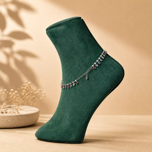 Aurora Drizzle Sterling Silver Anklet Pair