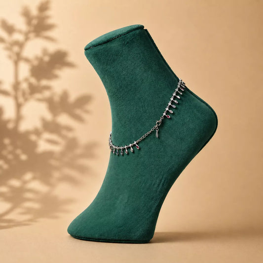 Twilight Fern Sterling Silver Anklet Pair