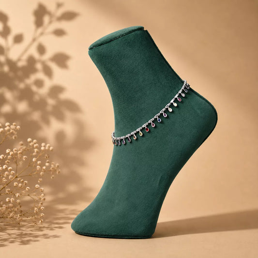 Celestial Dew Sterling Silver Anklet Pair