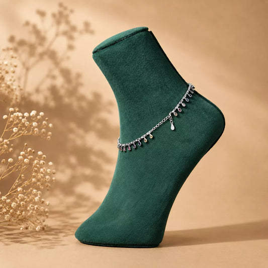 Celestial Dew Sterling Silver Anklet Pair